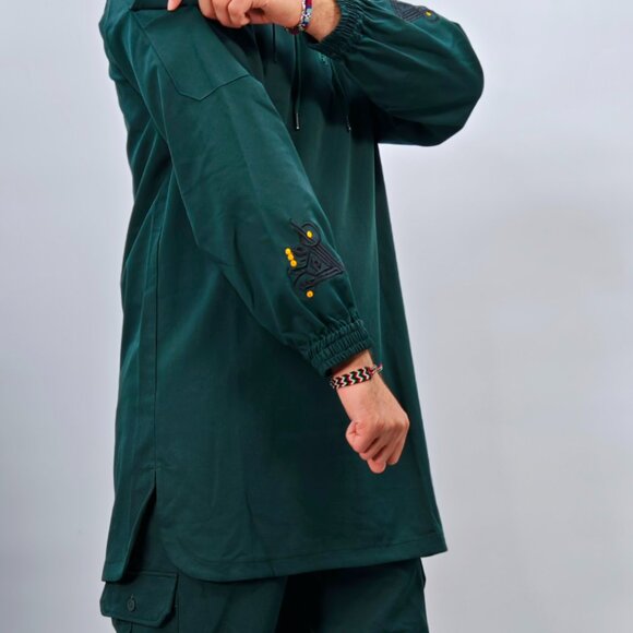 MILEV Signature 2-Piece Modest Set Men - Tunic & Trousers - Embroidered Green - Picture 5 of 7